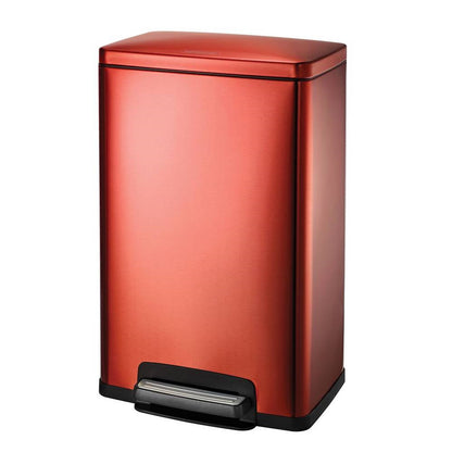 Bote de basura de cocina de acero inoxidable de 13 galones con tapa de pedal y acabado en rojo cobre
