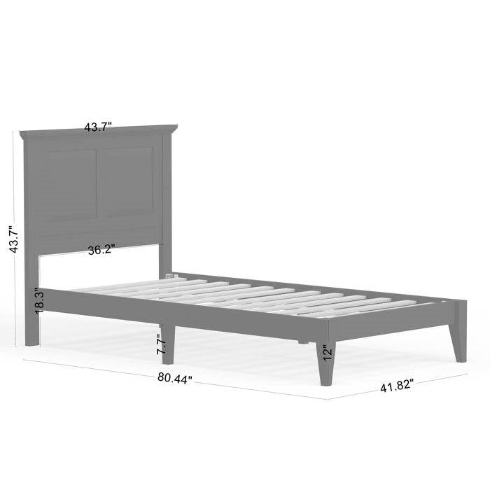 Base de cama de plataforma doble de madera maciza de roble tradicional con cabecero en negro