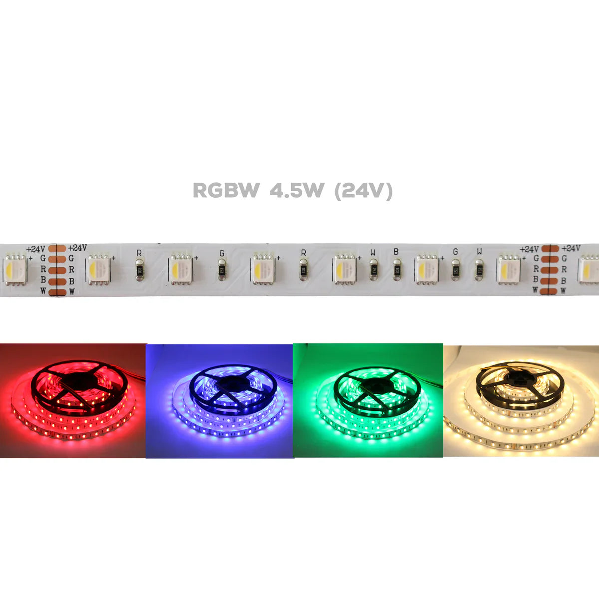 SL09 Strip Light RGBW 5050 4.5W/ft DC24V Low Voltage LED Outdoor IP65 UL SMD Tape Light