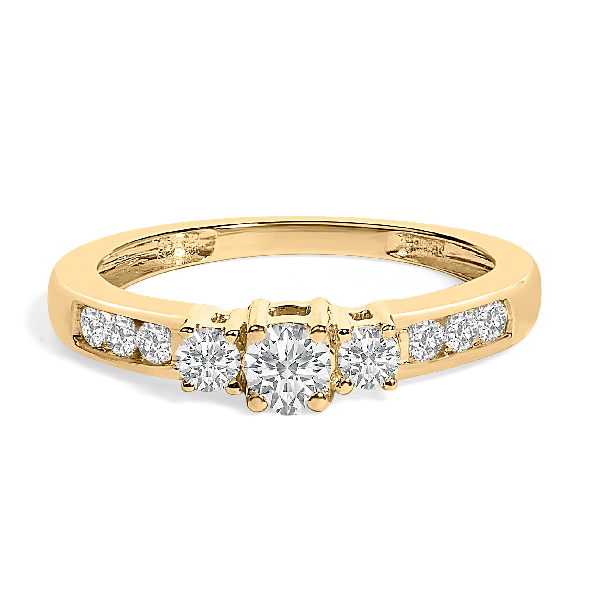 10K white gold 1/2 Cttw diamond three-stone ring by Bids.com with pave diamond band on Tampa Home & Garden Store