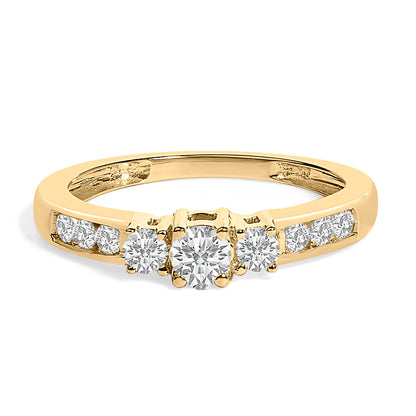 10K white gold 1/2 Cttw diamond three-stone ring by Bids.com with pave diamond band on Tampa Home & Garden Store