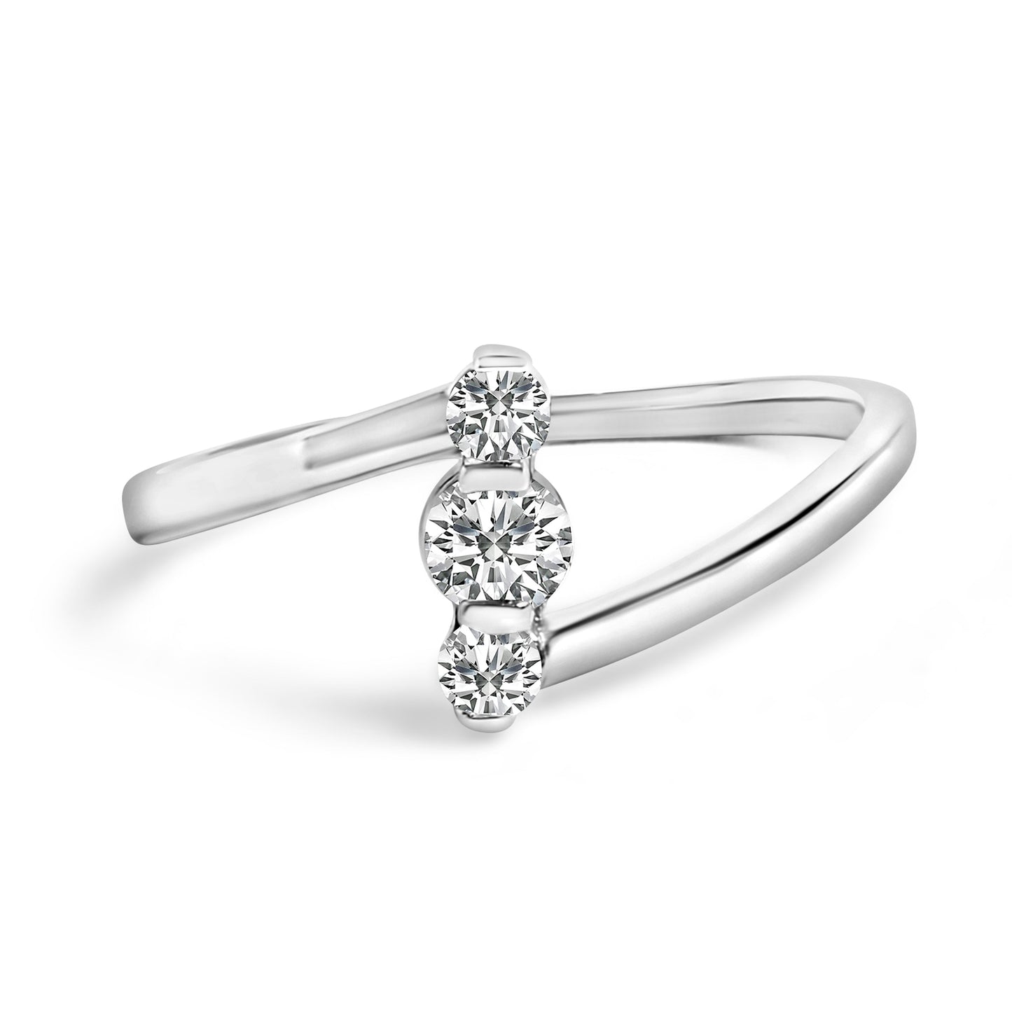10K white gold vertical three-stone lab-grown diamond ring, 1/4 ct tw on Tampa Home & Garden Store