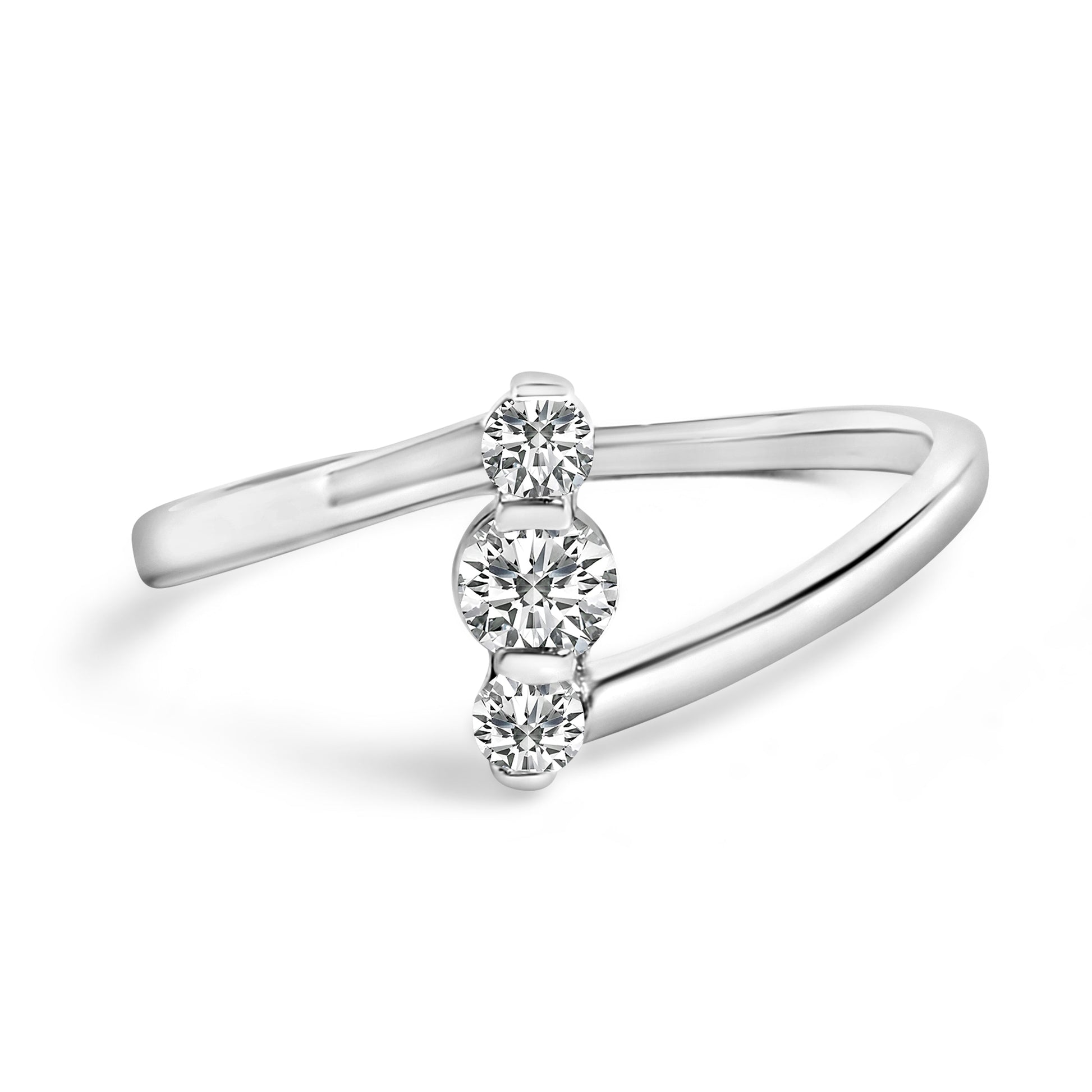 10K white gold vertical three-stone lab-grown diamond ring, 1/4 ct tw on Tampa Home & Garden Store