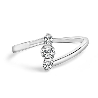 10K white gold vertical three-stone lab-grown diamond ring, 1/4 ct tw on Tampa Home & Garden Store