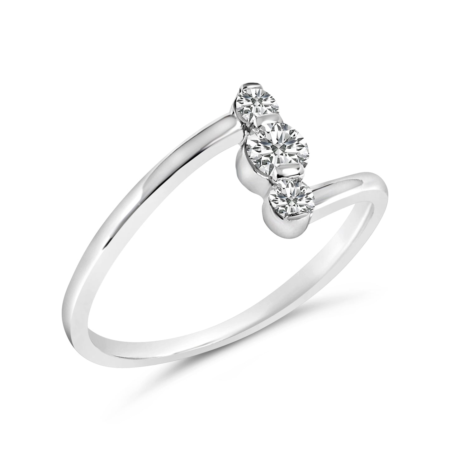 Ring 10K white gold vertical three-stone with lab-grown diamonds, 1/4 cttw, by Bids.com on Tampa Home & Garden Store