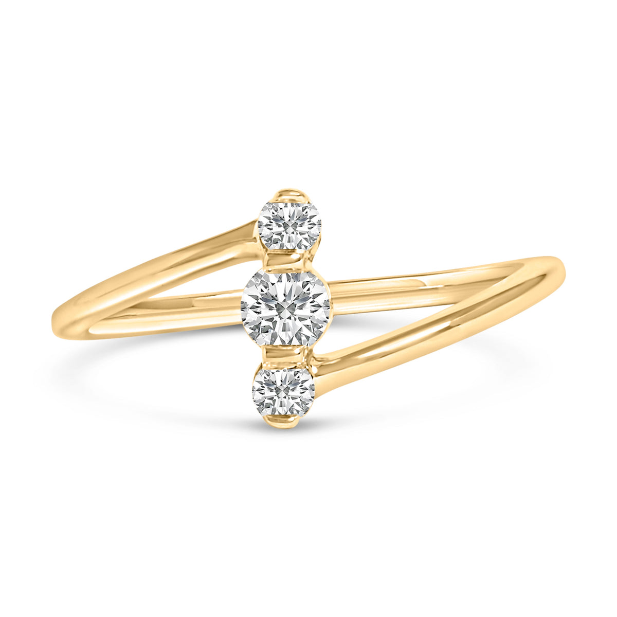 10K white gold lab-grown diamond vertical three-stone ring by Bids.com on Tampa Home & Garden Store