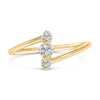 10K white gold lab-grown diamond vertical three-stone ring by Bids.com on Tampa Home & Garden Store