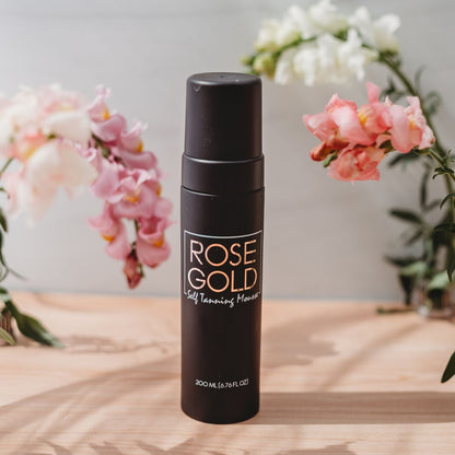 Rapid Rinse Self Tanning Mousse dark bronze Rose Gold Sunless, black bottle with copper label on Tampa Home & Garden Store