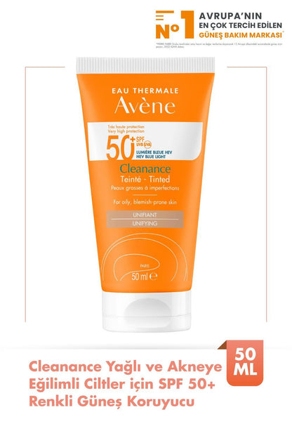 Avène Cleanance tinted SPF 50+ sunscreen tube in orange for oily blemish-prone skin, 50 ml on Tampa Home & Garden Store