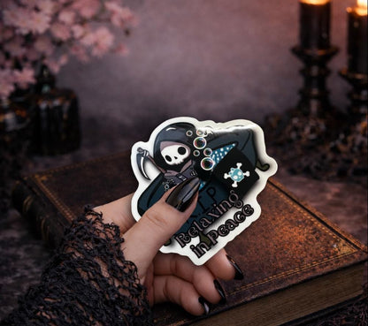 RIP Grim Reaper Waterproof Sticker: Gothic Humor, Glossy or Holographic - Tampa Home & Garden Store