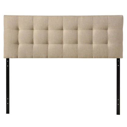 Cabecero tapizado de tela con mechones moderno beige topo tamaño Queen