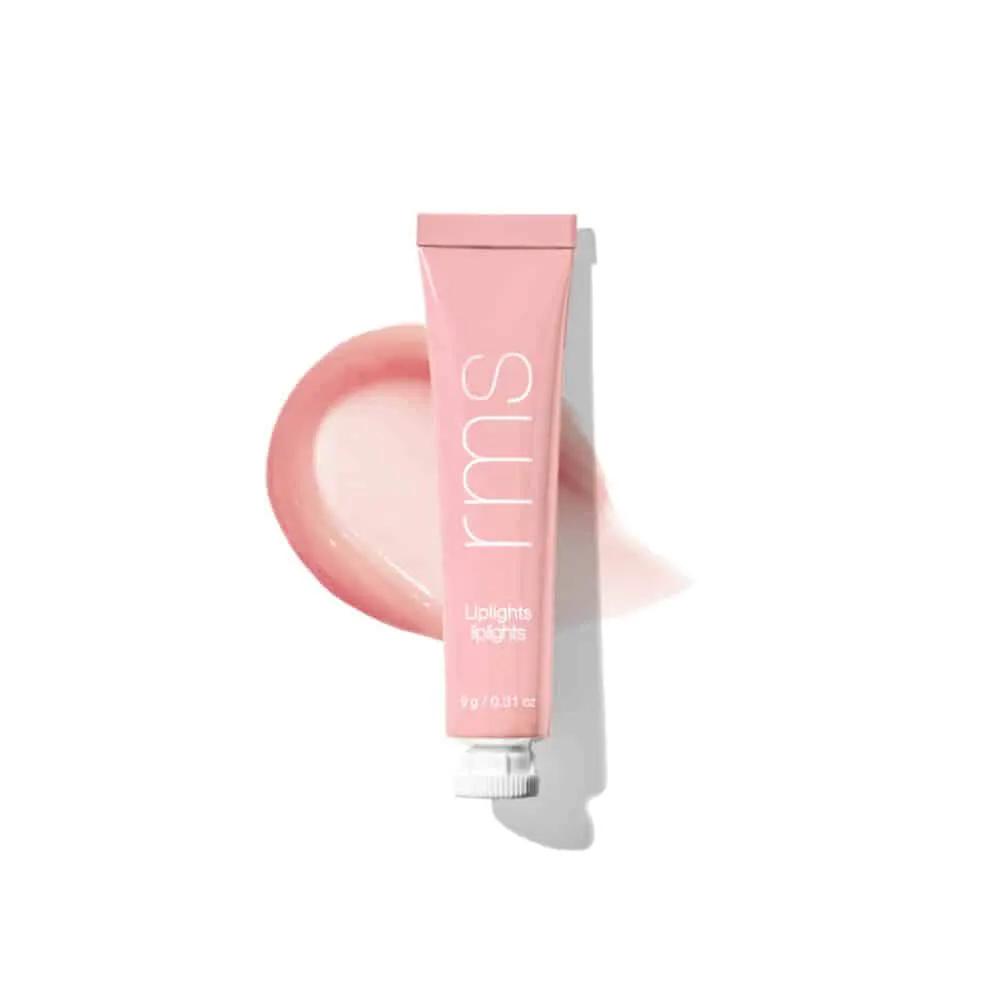RMS Beauty Liplights Cream Lip Gloss pink tube with white logo text and pink swatch behind on Tampa Home & Garden Store