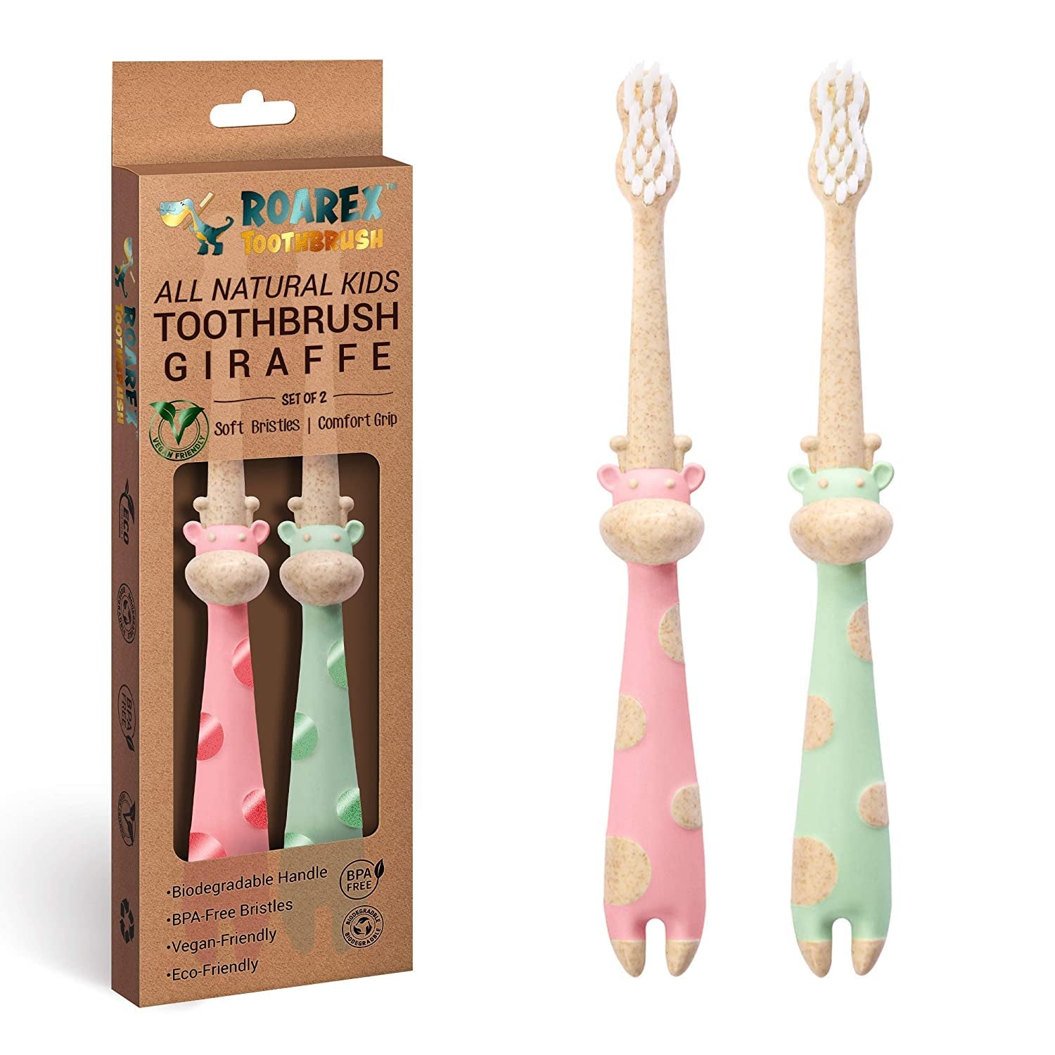 ROARex All-Natural Kids Toothbrush – Plant-Based, Eco-Friendly, and Fun to Use - Tampa Home & Garden Store