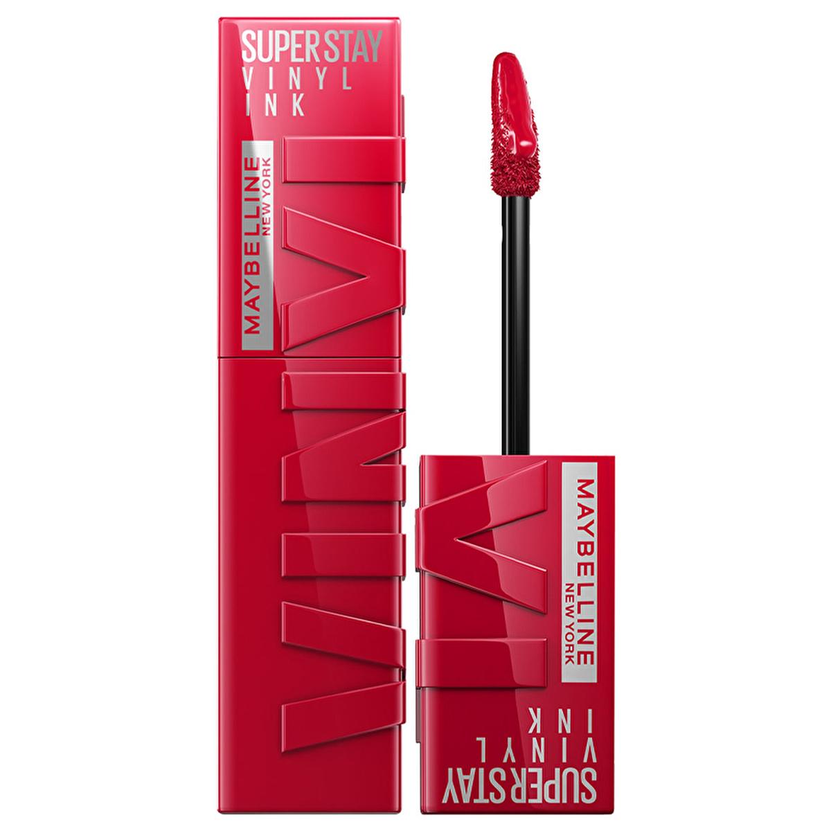 Liquid lipstick Maybelline New York Super Stay Vinyl Ink Wicked red; red case and wand on Tampa Home & Garden Store