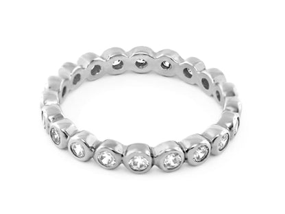 Socialite Ring stackable silver-tone ring by Lauren G Adams with crystal bezel-set stones on Tampa Home & Garden Store