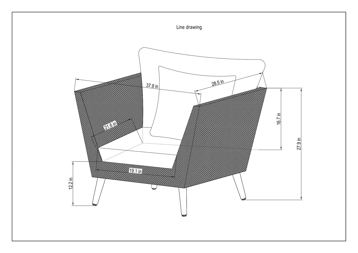Panther outdoor patio seating set with wicker panels and FSC wood frame, cushioned back and seat on Tampa Home & Garden Store