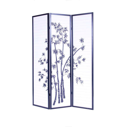 3-Panel Asian Shoji Screen Room Divider with Bamboo Print - Tampa Home & Garden Store