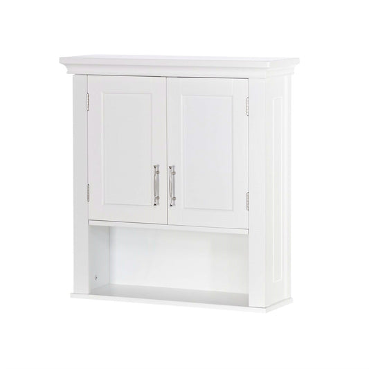 Mueble de pared para baño blanco con estante abierto