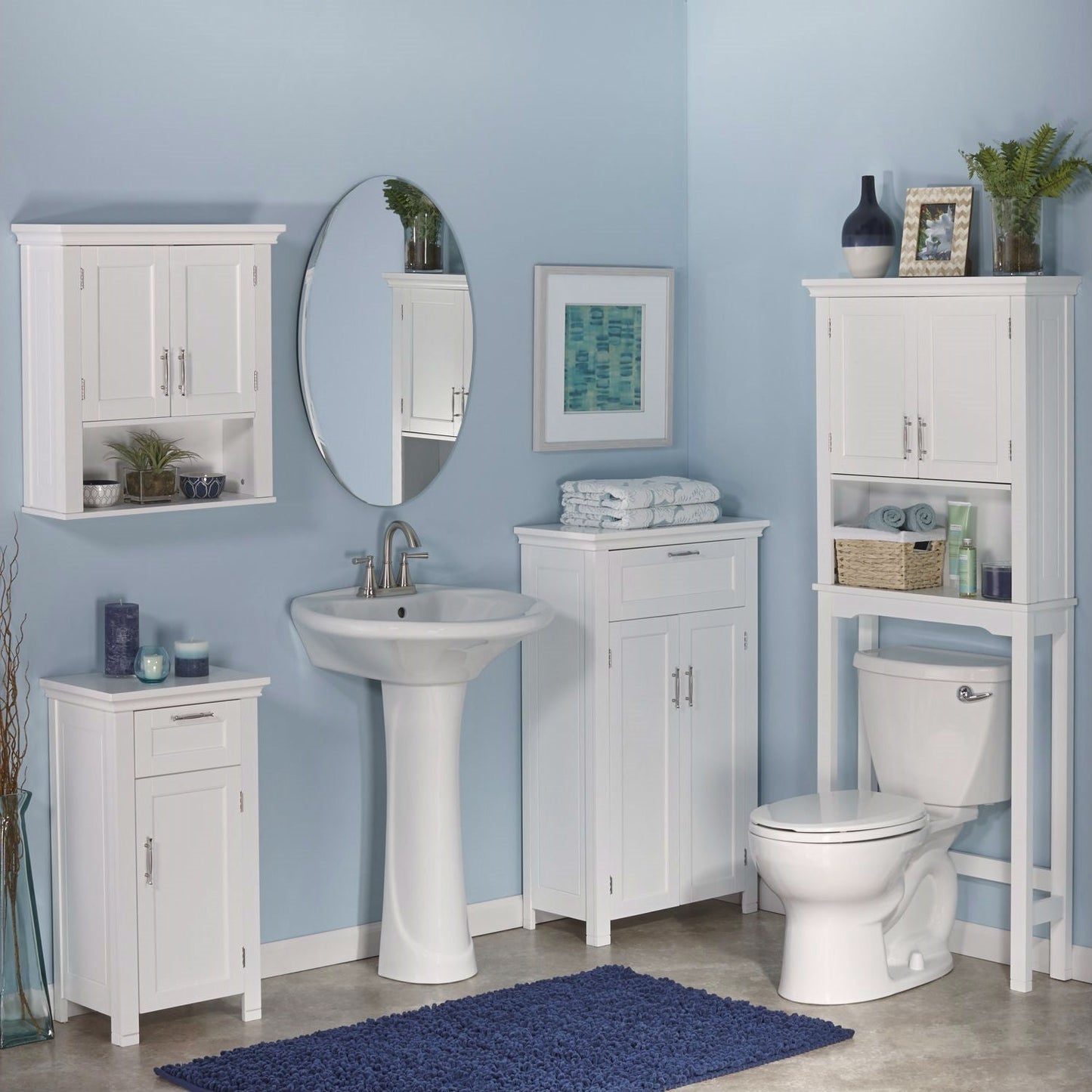 Mueble de pared para baño blanco con estante abierto