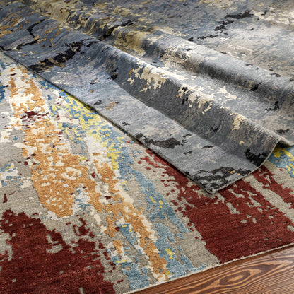 Kabugao Handmade Premium Wool Rug - 2 rugs in blue gray with multicolor accents on Tampa Home & Garden Store