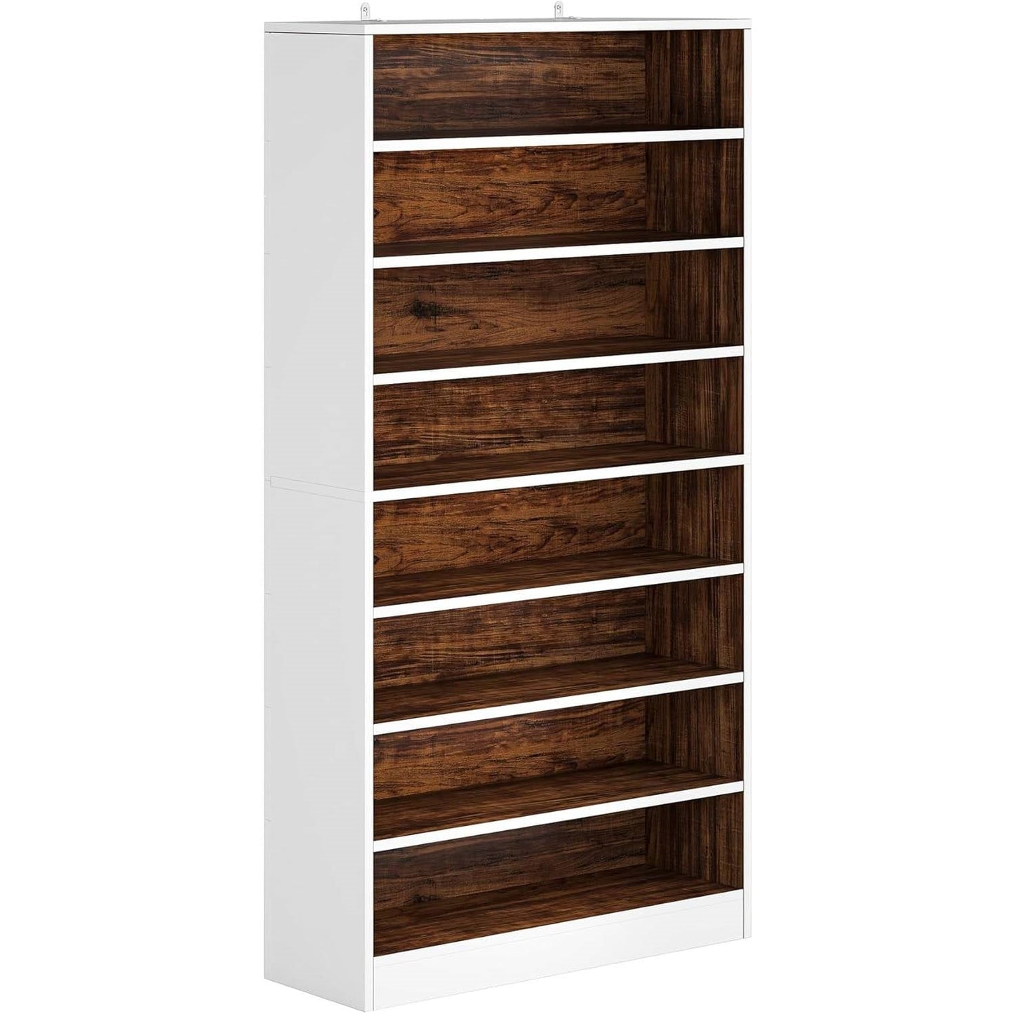 Zapatero de madera blanco/marrón de 9 niveles, capacidad para hasta 45 pares