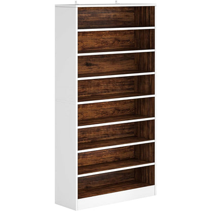 Zapatero de madera blanco/marrón de 9 niveles, capacidad para hasta 45 pares
