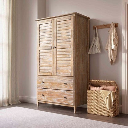 Armario de pino macizo con celosía desgastada "Driftwood" FarmHome