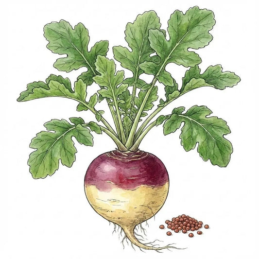 Rutabaga Seeds American Purple Top heirloom seeds 99Heirlooms.com purple-top root with leaves on Tampa Home & Garden Store