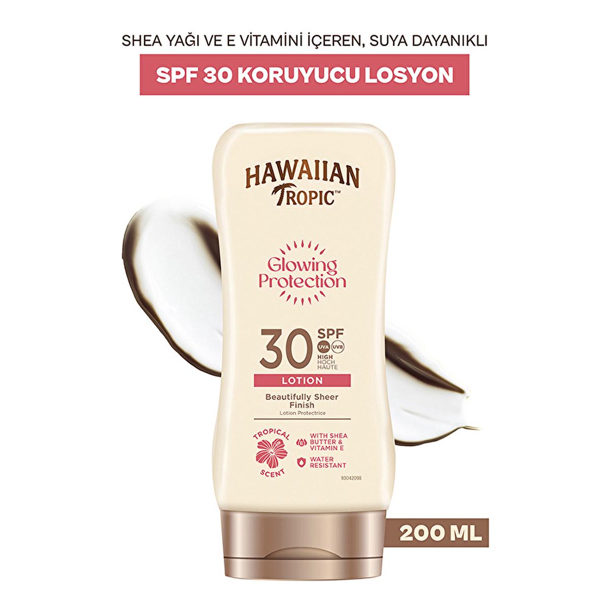 Sunscreen lotion Hawaiian Tropic SPF 30 bottle, beige with bronze cap, 200 mL on Tampa Home & Garden Store
