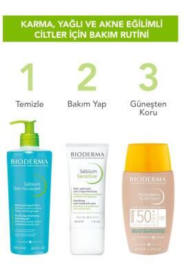 Bioderma Sebium Sensitive 30 ml acne care 3-item blue cleanser, white tube, peach SPF cream on Tampa Home & Garden Store
