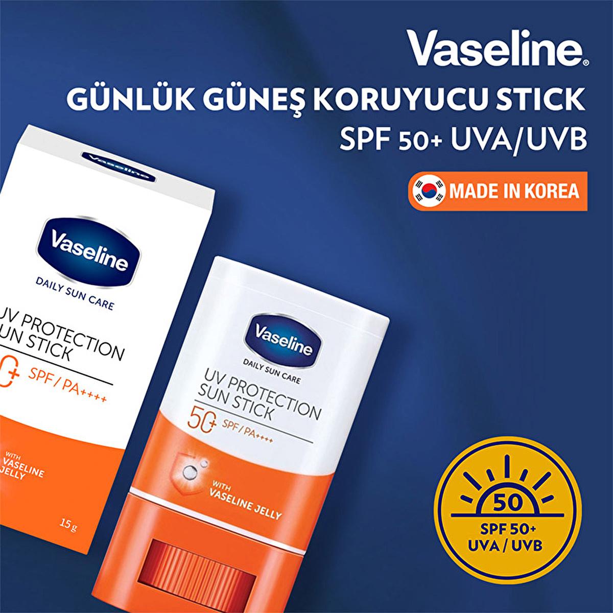 Vaseline SPF 50+ Sunscreen Stick 2-pack; white and orange packaging for daily UV protection on Tampa Home & Garden Store