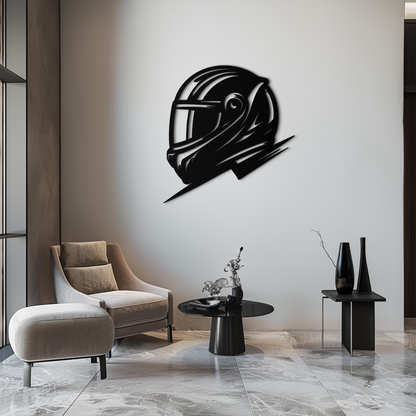 Racing Helmet Silhouette Metal Wall Art – Modern Motorsport Home Decor- KAF565 - Tampa Home & Garden Store