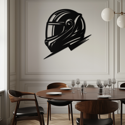 Racing Helmet Silhouette Metal Wall Art – Modern Motorsport Home Decor- KAF565 - Tampa Home & Garden Store