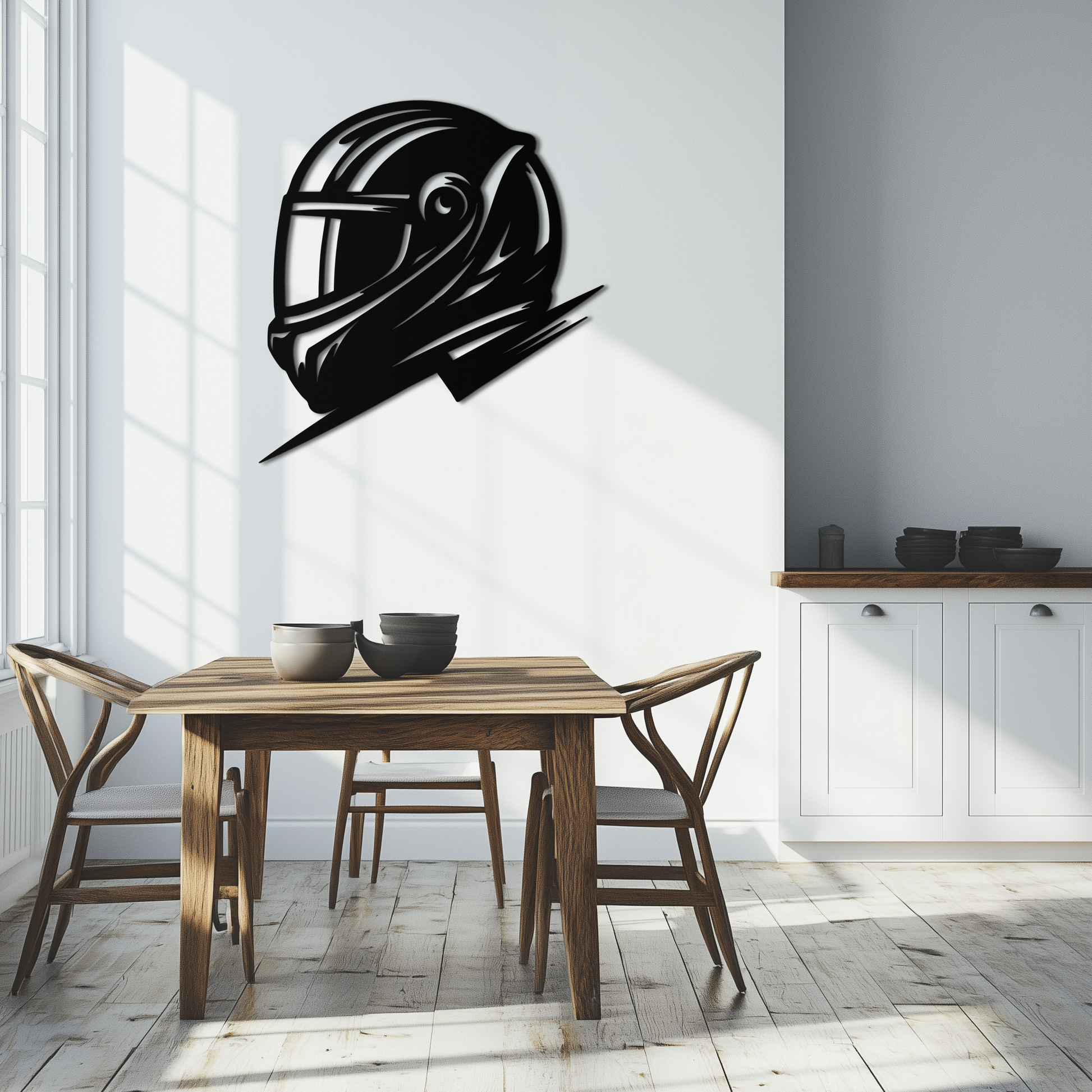 Racing Helmet Silhouette Metal Wall Art – Modern Motorsport Home Decor- KAF565 - Tampa Home & Garden Store