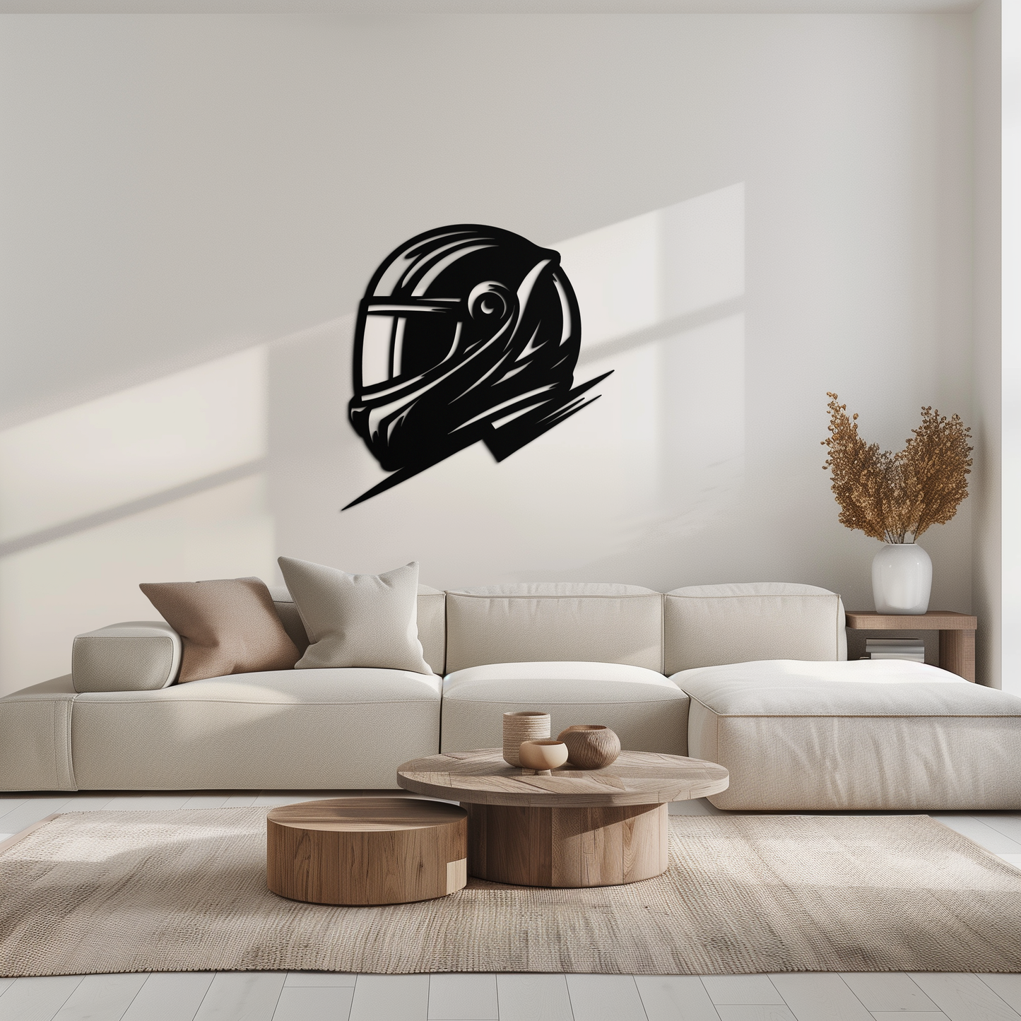 Racing Helmet Silhouette Metal Wall Art – Modern Motorsport Home Decor- KAF565 - Tampa Home & Garden Store