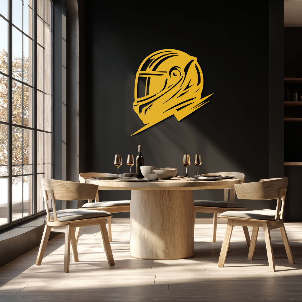 Racing Helmet Silhouette Metal Wall Art – Modern Motorsport Home Decor- KAF565 - Tampa Home & Garden Store