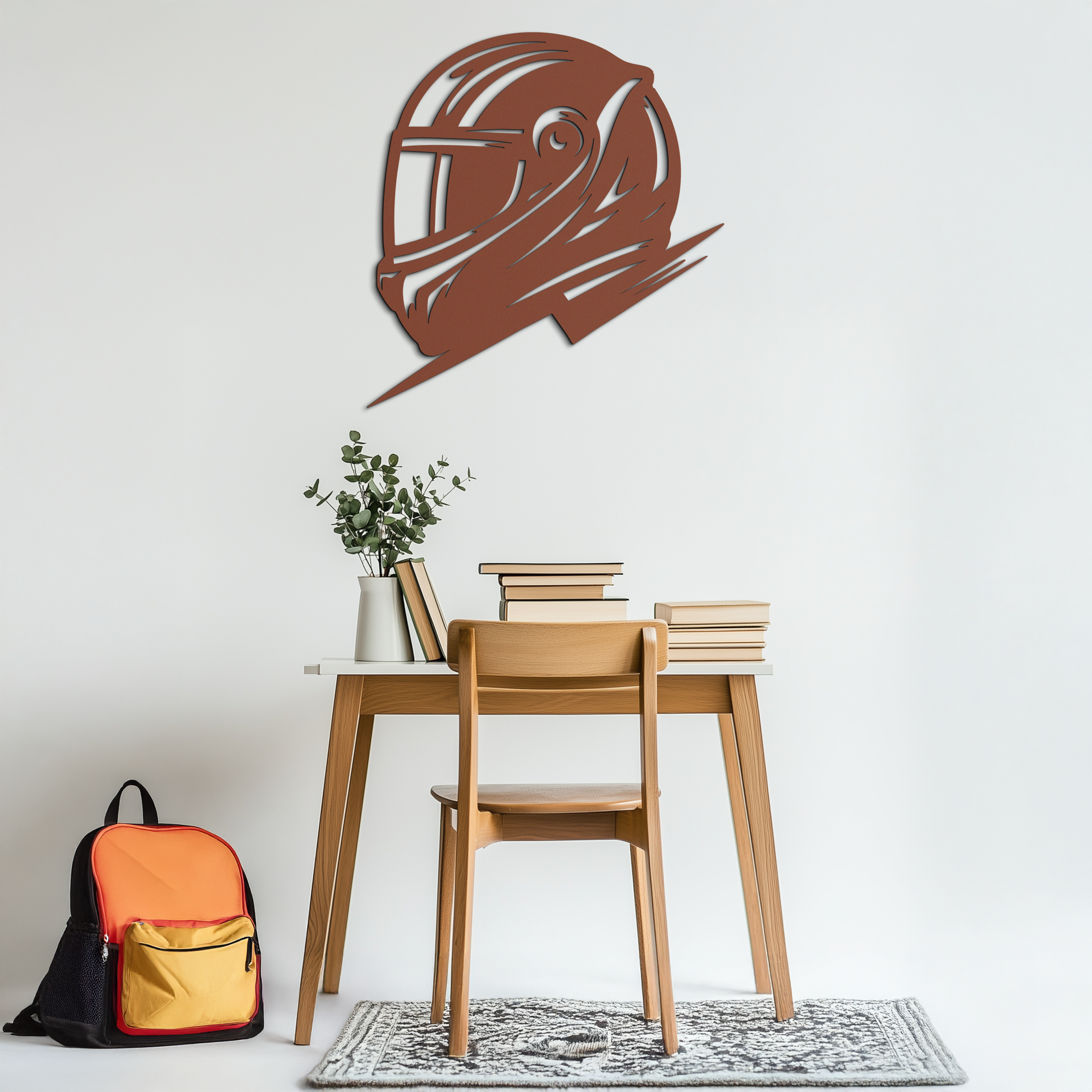Racing Helmet Silhouette Metal Wall Art – Modern Motorsport Home Decor- KAF565 - Tampa Home & Garden Store