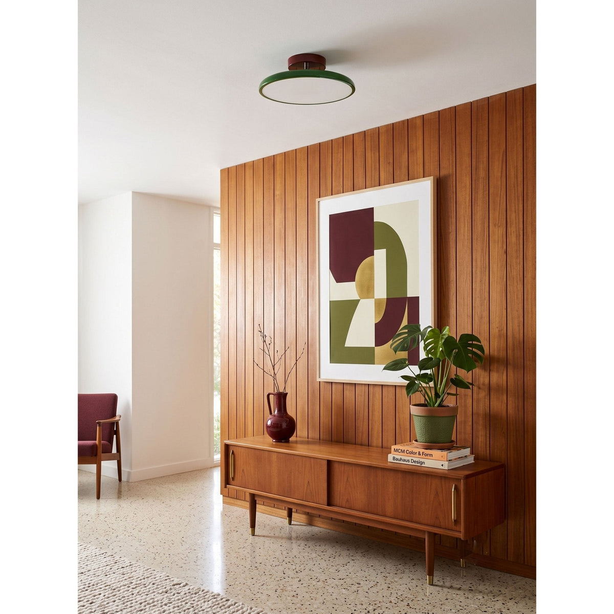 Orbitra Moktan Sabai green ring flush mount LED ceiling light with swivel arm on Tampa Home & Garden Store