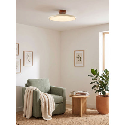 Orbitra flush mount LED ceiling light with swivel arm, dimmable beige fixture by Moktan Sabai on Tampa Home & Garden Store