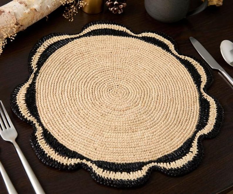 Raffia Woven Placemat - Handmade Raffia Table Mats, Eco-Friendly Natural Fiber Decor, Perfect for Garden Party & Dining Table - Tampa Home & Garden Store