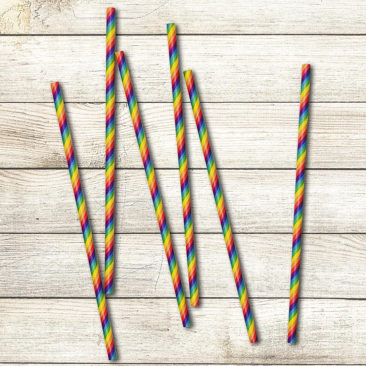 Rainbow Paper Straws for Wedding Party Summmer Party Beach Cocktail Baby Shower Biodegradable Drinking Straws Box of 100 - Tampa Home & Garden Store