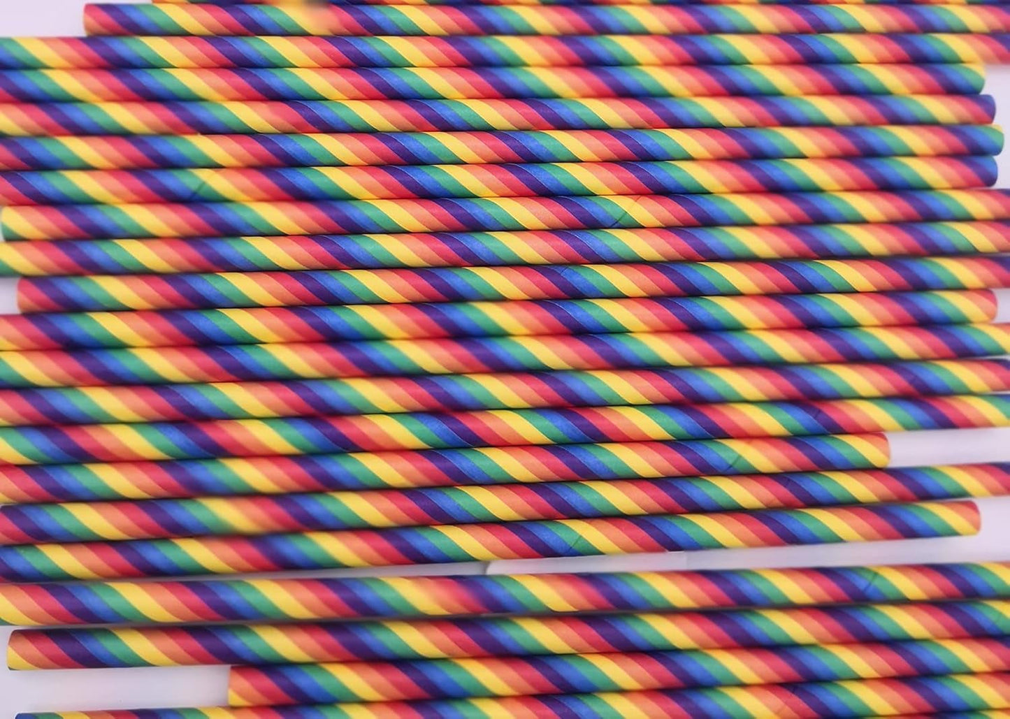 Rainbow Paper Straws for Wedding Party Summmer Party Beach Cocktail Baby Shower Biodegradable Drinking Straws Box of 100 - Tampa Home & Garden Store