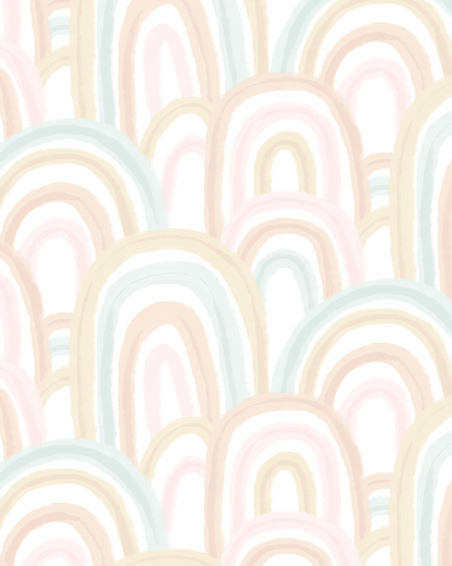 Rainbow Wallpaper, blue and blush - Tampa Home & Garden Store