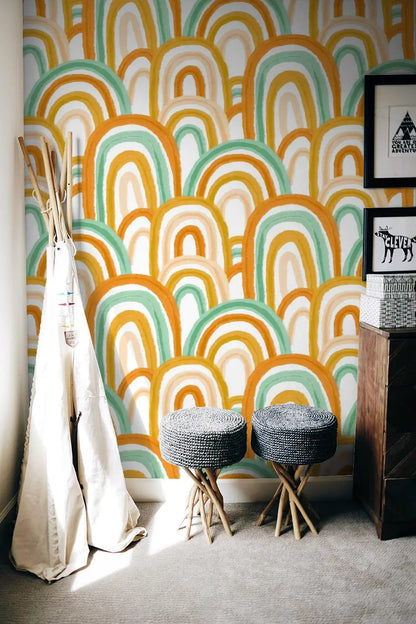 Rainbow Wallpaper, green & orange - Tampa Home & Garden Store