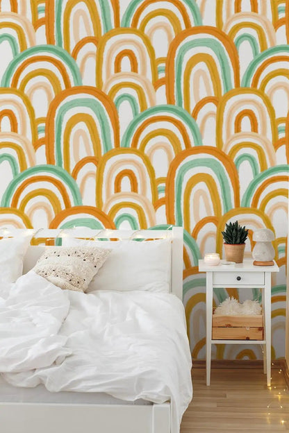 Rainbow Wallpaper, green & orange - Tampa Home & Garden Store