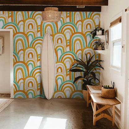 Rainbow Wallpaper, green & orange - Tampa Home & Garden Store