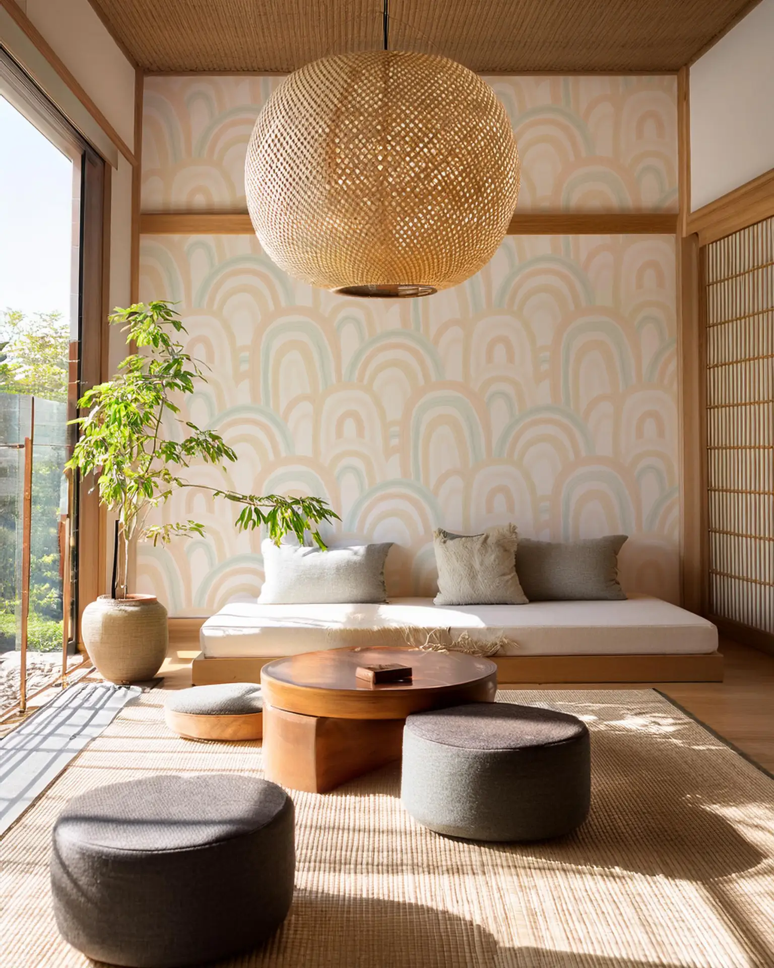 Rainbow Wallpaper, mint and peach - Tampa Home & Garden Store
