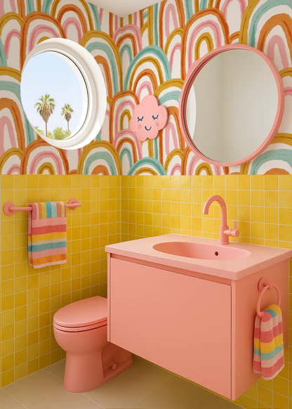 Rainbow Wallpaper, pink and teal - Tampa Home & Garden Store