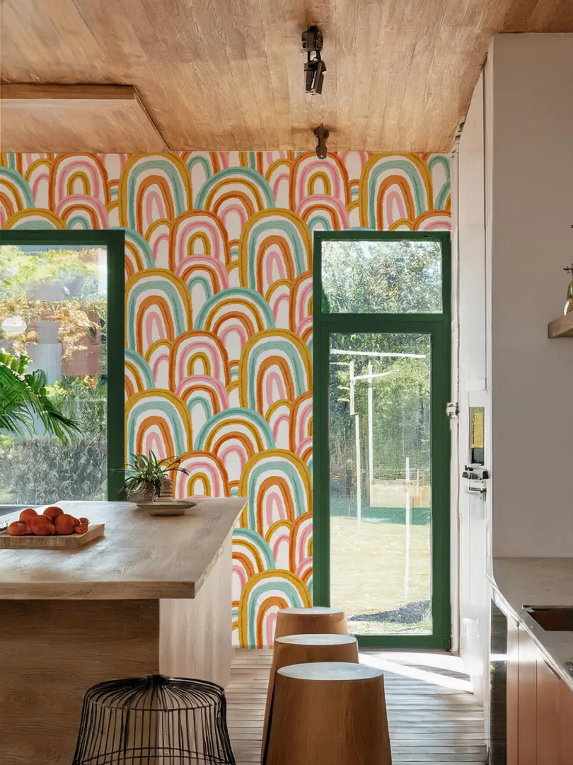 Rainbow Wallpaper, pink and teal - Tampa Home & Garden Store