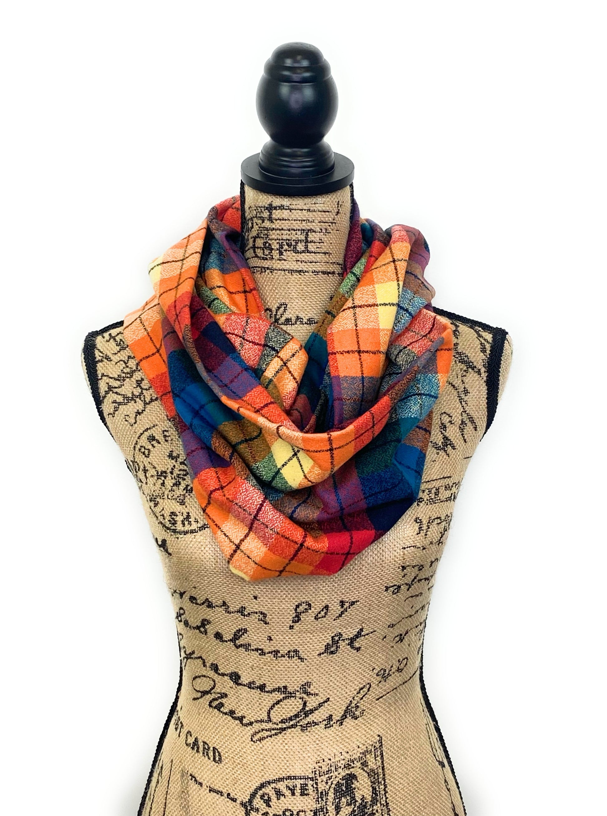 Rainbow of Color Heathered Plaid Flannel Infinity or Blanket Scarf - Tampa Home & Garden Store